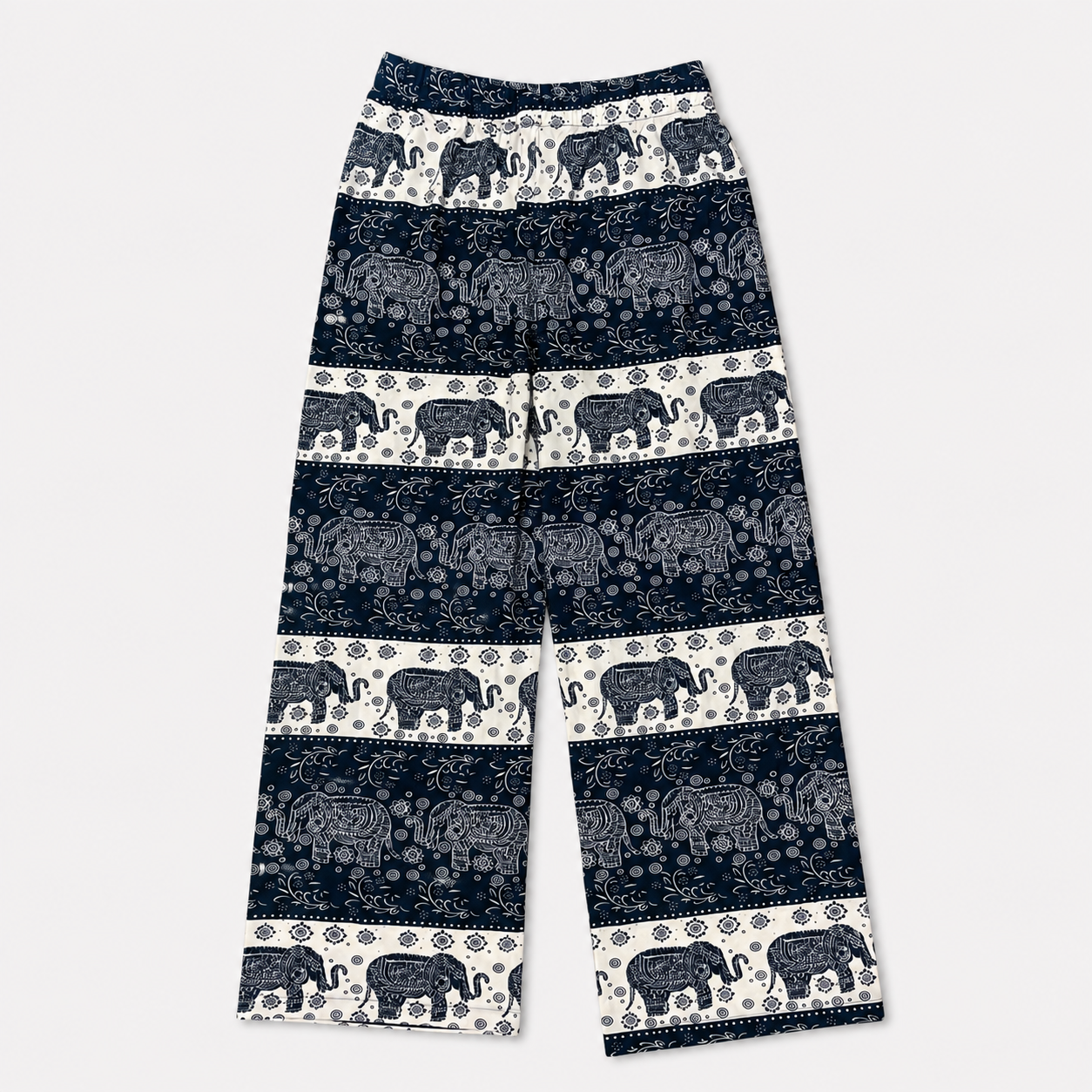 Navy Classic Elephant Print Pants