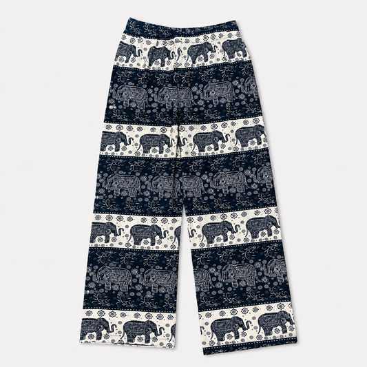 Navy Classic Elephant Print Pants